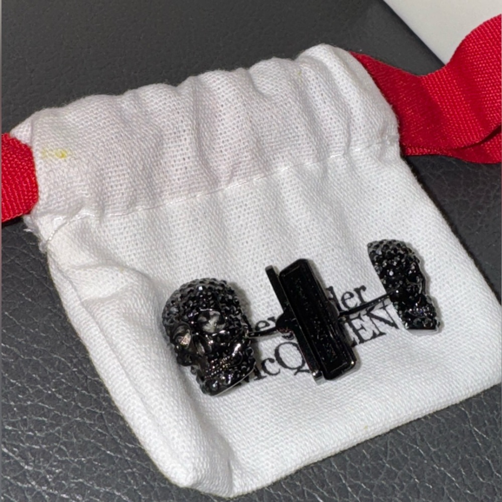 SOLD! Alexander McQueen Swarovski skull cuff links